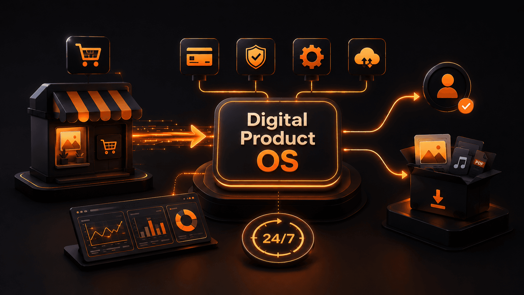 Digital Product OS — หน้าร้าน ระบบรับเงิน และระบบส่งสินค้าอัตโนมัติต่อกันเป็นระบบเดียว